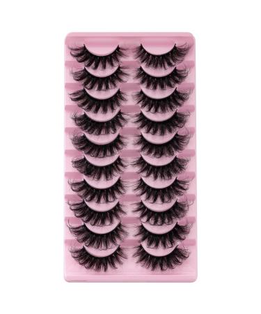 Josiezoey False Eyelashes Fluffy Wispy Lashes Natural Look Mink Lashes Light Volume 10 Pairs Pack D2-11-20MM-CAT