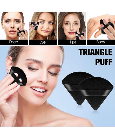 Triangle Powder Puff Makeup Sponge Set - Soft Velour Powders Puffs for Mineral Powder, Body & Loose Powder - Black, 2 Pcs - Buy Online on GoSupps.com