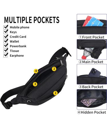 Bawnbag Belt Pocket - 30 cm Elongated Belt for Travel & Sports | Unisex Black Belly Bag for Outdoor Activities - Buy Online on GoSupps.com