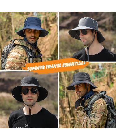 Muryobao Men's Sun Hat UPF 50+ Wide Brim Breathable Safari Cap, Khaki - Buy Online on GoSupps.com