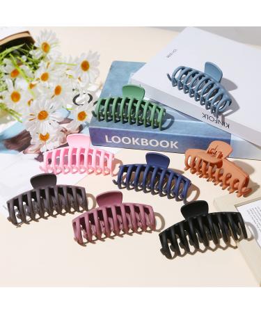 8 Pcs 4.3 Inch Strong Grip Hair Claw Clips for Thick Hair  Multicolor Large Hair Claw Clips for Women  Women Hair Styling Accessories for Daily Use