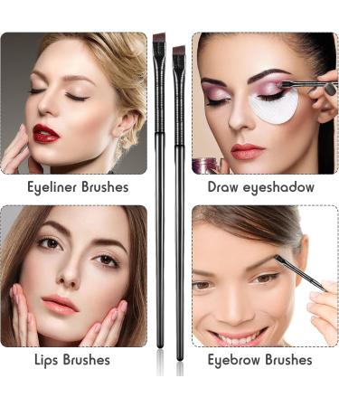 Premium Casted Eyeliner Brush - Finer Angled Gel Brush for Eyebrows & Lace Art - Black Fiber Bristle Makeup Tool - Buy Online on GoSupps.com