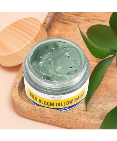 Handmade Wild Bloom Tallow Face Balm with Blue Tansy - Hydrate Nourish and Protect Skin for Soft Smooth Skin- 0.7 oz - Buy Online on GoSupps.com