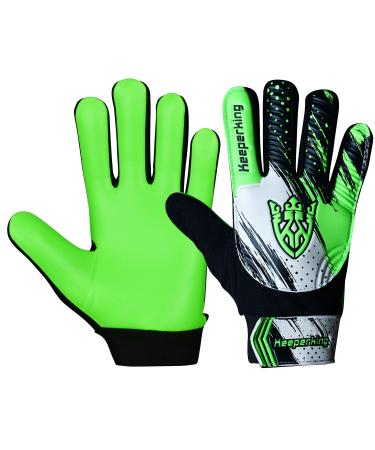 Keeperking goalkeeper gloves children clawxen boys and girls junior football gloves soccer player gloves for young goalkeeper gloves big 3-7 5 c3 green
