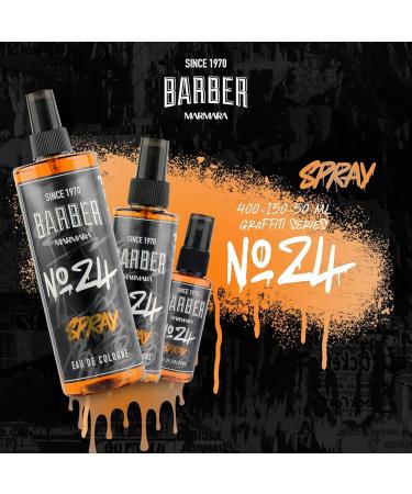 barber marmara Eau de Cologne Pump Spray Mens Graffiti After Shave Men's Fragrance Water Shaving Water Men Barber Men's Fragrances Body Spray Barbershop Travel Size (50 ml No24) 1.7 Fl Oz (Pack of 1) No24 - Buy Online on GoSupps.com