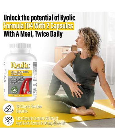 Kyolic - Cholesterol Control with Lecithin 180 Capsules - Kyolic Cholesterol Formula 104 - Cholesterol Lowering Supplement - Kyolic Aged Garlic Extract Capsules - Heart Health & Immune System Support 180 count (Pack of 1) - Buy Online on GoSupps.com