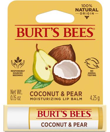 Burt's Bees 100% Natural Origin Moisturizing Lip Balm  Coconut And Pear With Beeswax And Fruit Extracts  1 Tube