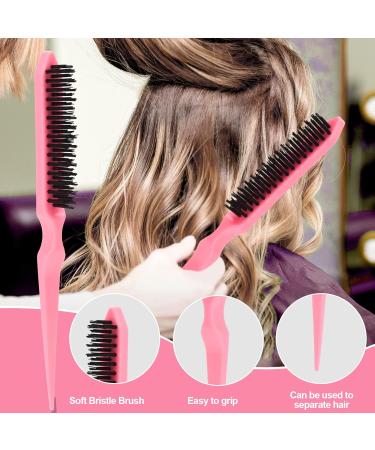 Sweet View Crochet Needles Set - 2 Crochet Needles Edge Brush Bristle Brush Rat Tail Comb & 3 Pink Hair Clips for Effortless Hair Styling - International Shipping Available - Buy Online on GoSupps.com