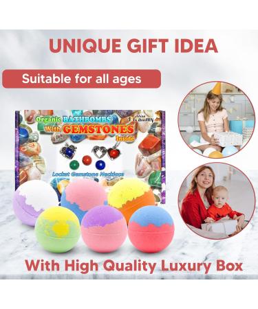 Bath Bombs for Girls and Women - Pack of 6 with Gemstones and Lockets Inside | Bath Bubbles Spa Gift Set - Buy Online on GoSupps.com