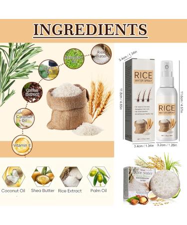Rice Water for Hair Growth Rice Hair Care Set with Rice Water Shampoo Bar and Rice Water Spray Shampoo Soap for Hair Growth Nourishing Volumizing & Strengthening - Buy Online on GoSupps.com