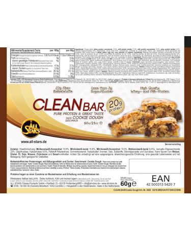 All Stars Clean Bar - Cookie Dough Flavor (18-Pack 60g Each) | Healthy Snack for Fitness & Energy Boost - International Shipping Available! - Buy Online on GoSupps.com