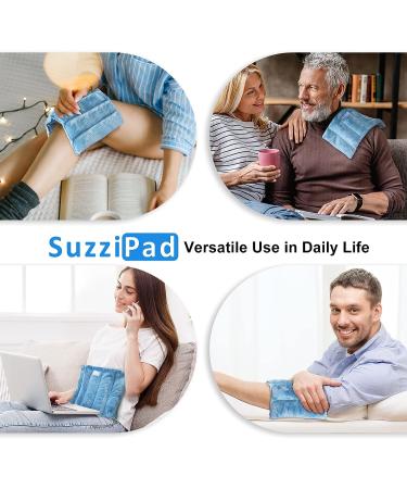 SuzziPad Microwave Heating Pad 8x12 - Reusable Moist Heat Pad for Cramps & Pain Relief - Shoulder, Knee, Abdominal & Back - Blue - Buy Online on GoSupps.com