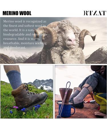 RTZAT Merino Wool Hiking Crew Socks - Large | Moisture Wicking & Cushioned - Buy Online on GoSupps.com