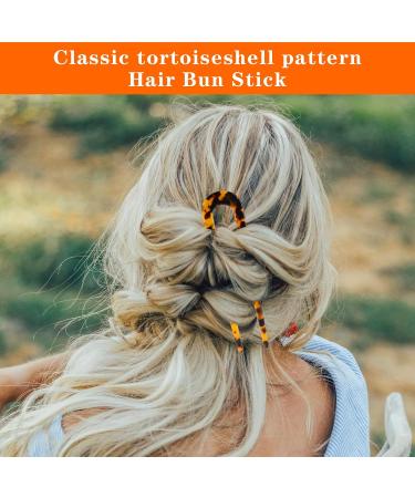 WLLHYF 4 Pieces French Hair Pins Tortoise Shell U Shaped Hairpin Cellulose Acetate Tortoise Shell Hair Fork Sticks for Women Girls Hairstyles Accessories - Buy Online on GoSupps.com