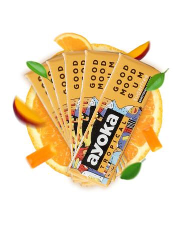 Ayoka - Good Mood Gum Tropical - Vegan's chewing gum with long -lasting taste - increasing mood - Viennese scene startup - 6 sticks of 10 Gums Tropical 6 pieces (1 Pack)