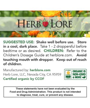 Herb Lore Organic Goodnight Tincture - Liquid Sleep Aid Drops with Valerian Root & Passion Flower Extract for Adults & Kids - Melatonin Free Herbal Sleep Supplement, 2 fl oz 2 Fl Oz (Pack of 1) - Buy Online on GoSupps.com