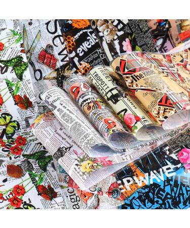 Hot Wraps Sliders For Nails Water Transfer Decals Retro Design Newspaper Nail Foils Stickers Rose Paper - Buy Online on GoSupps.com