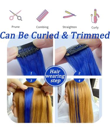 Rhyme 9PCS 21\\ Colored Clip in Blue Hair Extensions for Women - Party Highlights - Buy Online on GoSupps.com