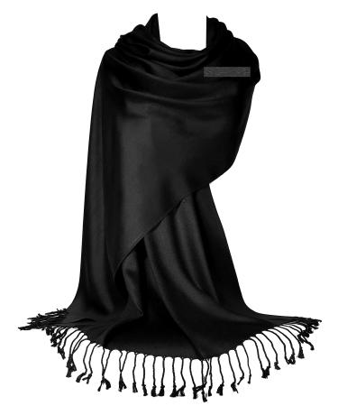 GFM Smooth Shiny Surface Pashmina Style Scarf (L9) .L9-kl-black