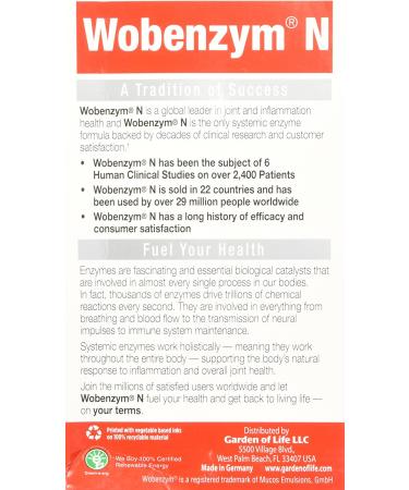 Wobenzym N Joint Health - 400 Enteric-Coated Tablets for Fast Relief - Buy Online on GoSupps.com