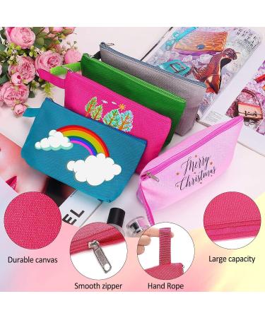Sinzip Cotton Canvas Makeup Bag 10-Piece Set | Multi-Purpose Travel Toiletry Pouch | DIY Craft & Pencil Bag | Blank Cosmetic Bag with Zipper and Strap | Multicolor 02 - Buy Online on GoSupps.com