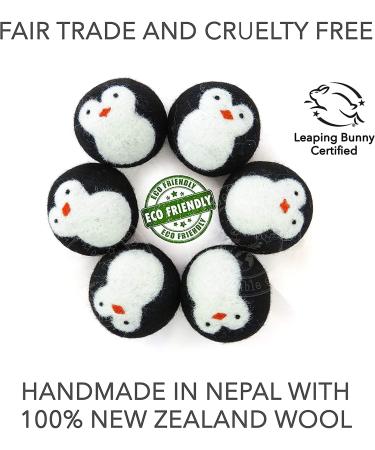 Friendsheep Black Penguin Wool Dryer Balls - 6 Pack, Organic & Fair Trade Fabric Softener - Buy Online on GoSupps.com