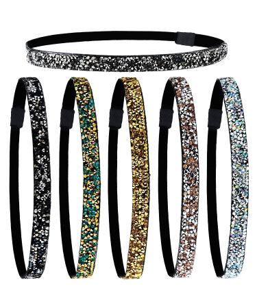 6 Pieces Glitter Headband Non-slip Felt Headband Rhinestone Headband Women's Fabric Headband Hairband for Sports and Yoga - Buy Online on GoSupps.com