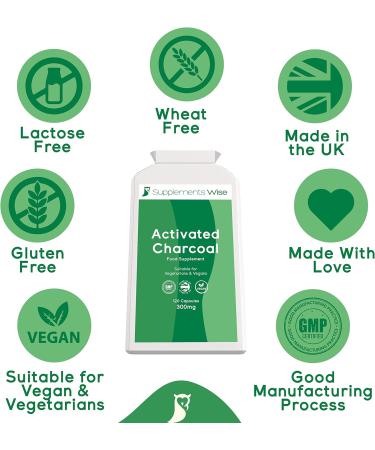 120 x 300mg Activated Charcoal Capsules for Flatulence Relief - Pure Coconut Charcoal Tablets for Trapped Wind - Natural Active Charcoal Powder - Buy Online on GoSupps.com