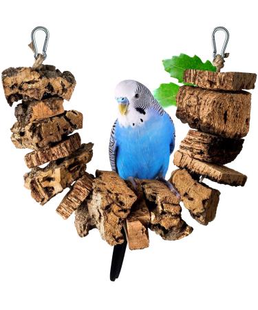 Bird swing for nibbling made of cork bark | 40cm | Toy for birds | Natural material cork
