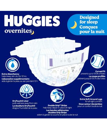 Huggies Overnites Nighttime Baby Diapers Size 4 Giga 52 Ct Size 4 (52 Count) New - Buy Online on GoSupps.com