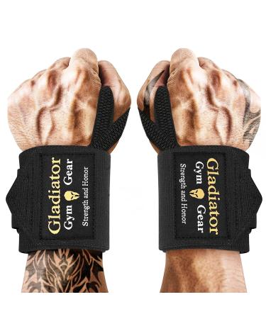 Gladiator Weight Lifting Wrist Wraps 18 with Thumb Loop (Athlete Approved), Wrist Support Braces for Men & Women, Gym Wrist Wraps for Weightlifting, Crossfit, Powerlifting, Training Black 18