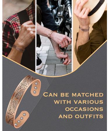 Jeracol Copper Magnetic Bracelet - Tree of Life Design | Adjustable Size | 100% Solid Copper Cuff Bangle with 12 Magnets | Gift Box Included - Buy Online on GoSupps.com