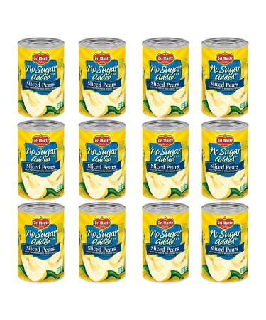 DEL MONTE No Sugar Added Sliced Bartlett Pears, Canned Fruit, 12 Pack, 14.5 oz Can