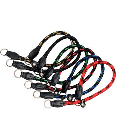 Black-Green HandMade Strong Rope Rolled Slip Dog Choker Choke Collars with black leather (27.5") - Buy Online on GoSupps.com
