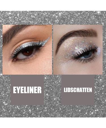  EONFAVE Metallic glitter eyeliner silver diamond liquid eyeliner liquid glitter waterproof and stain resistant silver metallic eyeliner highly pigmented and durable for the - Buy Online on GoSupps.com