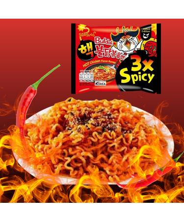 Samyang Hot Chicken Flavour Buldak Ramen Noodles Spicy Hot Triple (3x Spicy) Stir Fried Korean Ramyun 140g (Pack of 5) - Buy Online on GoSupps.com