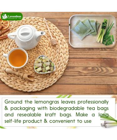 Lavendium Premium 55 Lemongrass Tea Bags 100% Natural & Pure Lemongrass leaves Eco-Conscious Tea Bags Lemongrass Herbal Tea. Lemongrass Leaf Tea. No Sugar No Caffeine No Gluten Vegan. - Buy Online on GoSupps.com