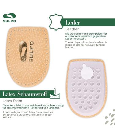 SULPO Leather Heel Cushion with Latex Foam Pad - 2 Pairs Beige - Size 42-46 for Ultimate Comfort - Buy Online on GoSupps.com