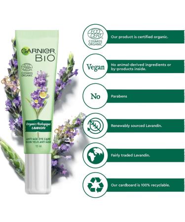 Garnier Bio Organic Lavandin Anti-age Eye Cream for All Skin Types Even Sensitive 15 Milliliters - Buy Online on GoSupps.com