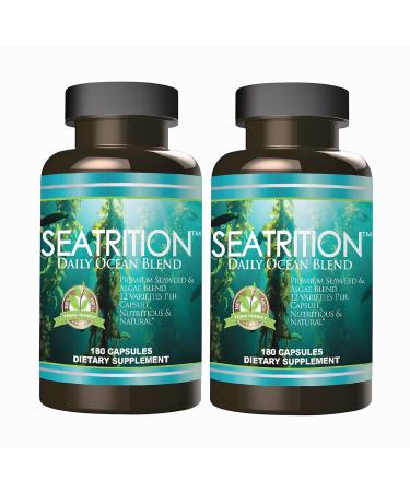 Daily Health Seaweed Irish Sea Moss Brown Green Red Kelp Algae Seatrition Ocean Blend 550mg 180 Veg Capsules Thyroid Support Supplement Coral Calcium Daily 90ct Multi Minerals Vitamins