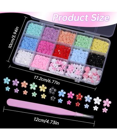 3D Color Tiny Flowers Nail Charms Kit - Acrylic Spring Blossom & Gold Caviar Beads | DIY Nail Art Decor Accessories - Buy Online on GoSupps.com