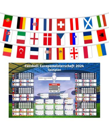 CoolChange Football EM 2024 decoration set with match plan & flag garland | Match plan & flag chain for the European Championship