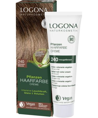 Logona natural cosmetics plant hair color 240 nougat brown brown natural hair color with henna brown tone color cream coloring for dark hair 150ml - Buy Online on GoSupps.com