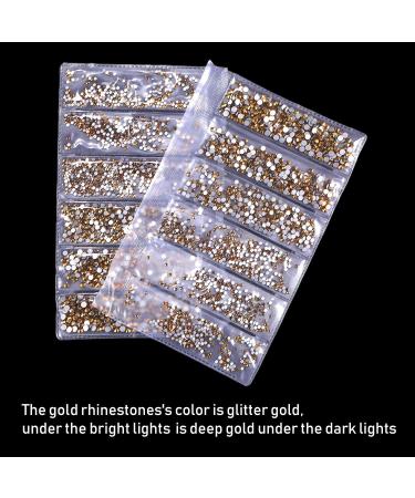 Quesuc 3456 Pieces Nail Crystals AB Nail Art Rhinestones Round Beads Flatback Glass Charms Gems Stones 6 Sizes for Nails Decoration Makeup Clothes Shoes (Gold Mixed SS4 5 6 8 10 12) - Buy Online on GoSupps.com