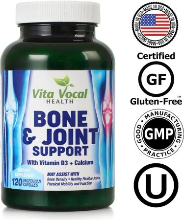 VitaVocal Bone and Joint Support with D3 K2 + Calcium Magnesium - 120 Vegetarian Capsules for Bone Density & Healthy Joints - Buy Online on GoSupps.com