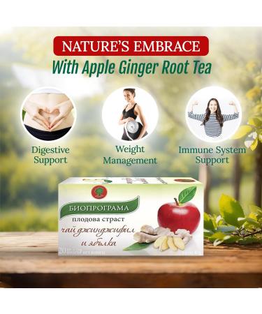 KUKER - Ginger & Apple Infusion | Apple Ginger Tea Mix 20 Bags - Flavoured Herbal Teas Green Tea Throat Soothing Blend | Premium Fruit Tea Bags Collection - Buy Online on GoSupps.com