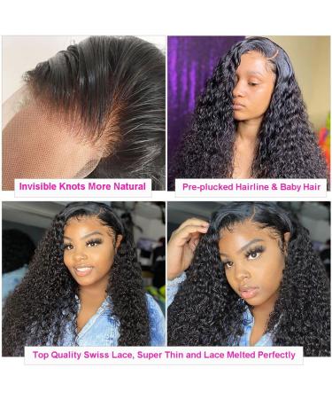 Mongolian Kinky Curly Lace Front Wig 16inch 13x4 HD Transparent Pre Plucked Human Hair Wig for Black Women - Buy Online on GoSupps.com