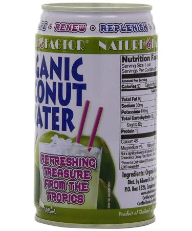 Nature Factor Organic Coconut Water 10oz Cans (12 Pack) - Pure Hydration in Convenient Packaging - Buy Online on GoSupps.com