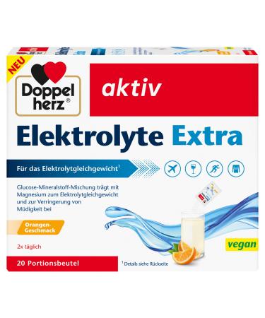 Double heart electrolyte extra - with magnesium contributes to the electrolyte balance and reducing fatigue at - vegan - 20 portion bags