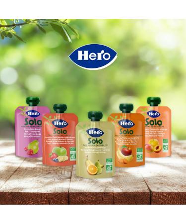Hero Solo Organic Bottle of Banana Pear and Orange 100% Natural Organic Fruit Puree Compote without Added Sugar Gluten Free for Babies from 4 Months Pack of 18 x 100 g - Buy Online on GoSupps.com